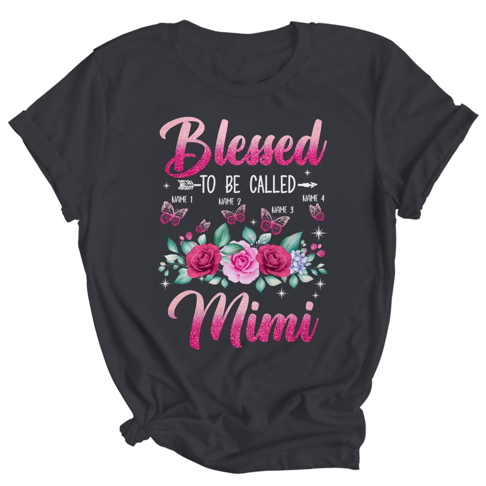 Personalized Blessed To Be Called Mimi Custom Grandkids Name Mothers Day Birthday Christmas Rose Butterfly Shirt & Tank Top | siriusteestore