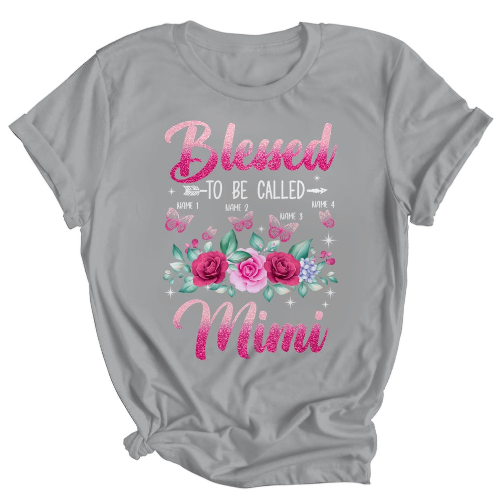 Personalized Blessed To Be Called Mimi Custom Grandkids Name Mothers Day Birthday Christmas Rose Butterfly Shirt & Tank Top | siriusteestore