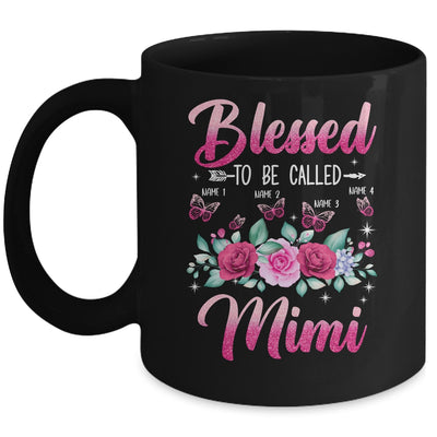 Personalized Blessed To Be Called Mimi Custom Grandkids Name Mothers Day Birthday Christmas Rose Butterfly Mug | siriusteestore