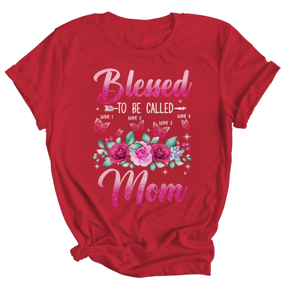 Personalized Blessed To Be Called Mom Custom Kids Name Mothers Day Birthday Christmas Rose Butterfly Shirt & Tank Top | siriusteestore