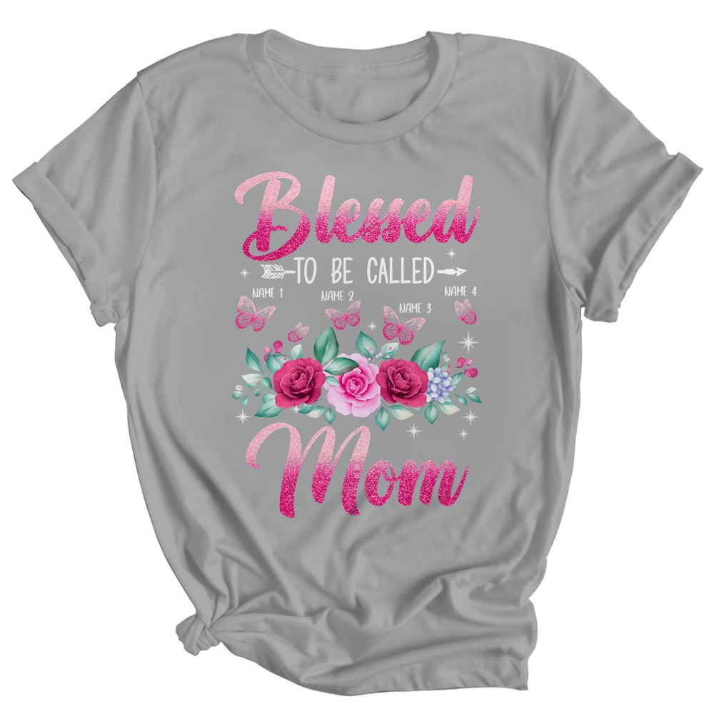 Personalized Blessed To Be Called Mom Custom Kids Name Mothers Day Birthday Christmas Rose Butterfly Shirt & Tank Top | siriusteestore