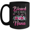 Personalized Blessed To Be Called Nana Custom Grandkids Name Mothers Day Birthday Christmas Rose Butterfly Mug | siriusteestore