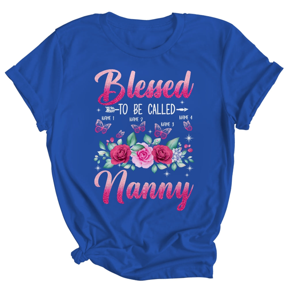 Personalized Blessed To Be Called Nanny Custom Kids Name Mothers Day Birthday Christmas Rose Butterfly Shirt & Tank Top | siriusteestore