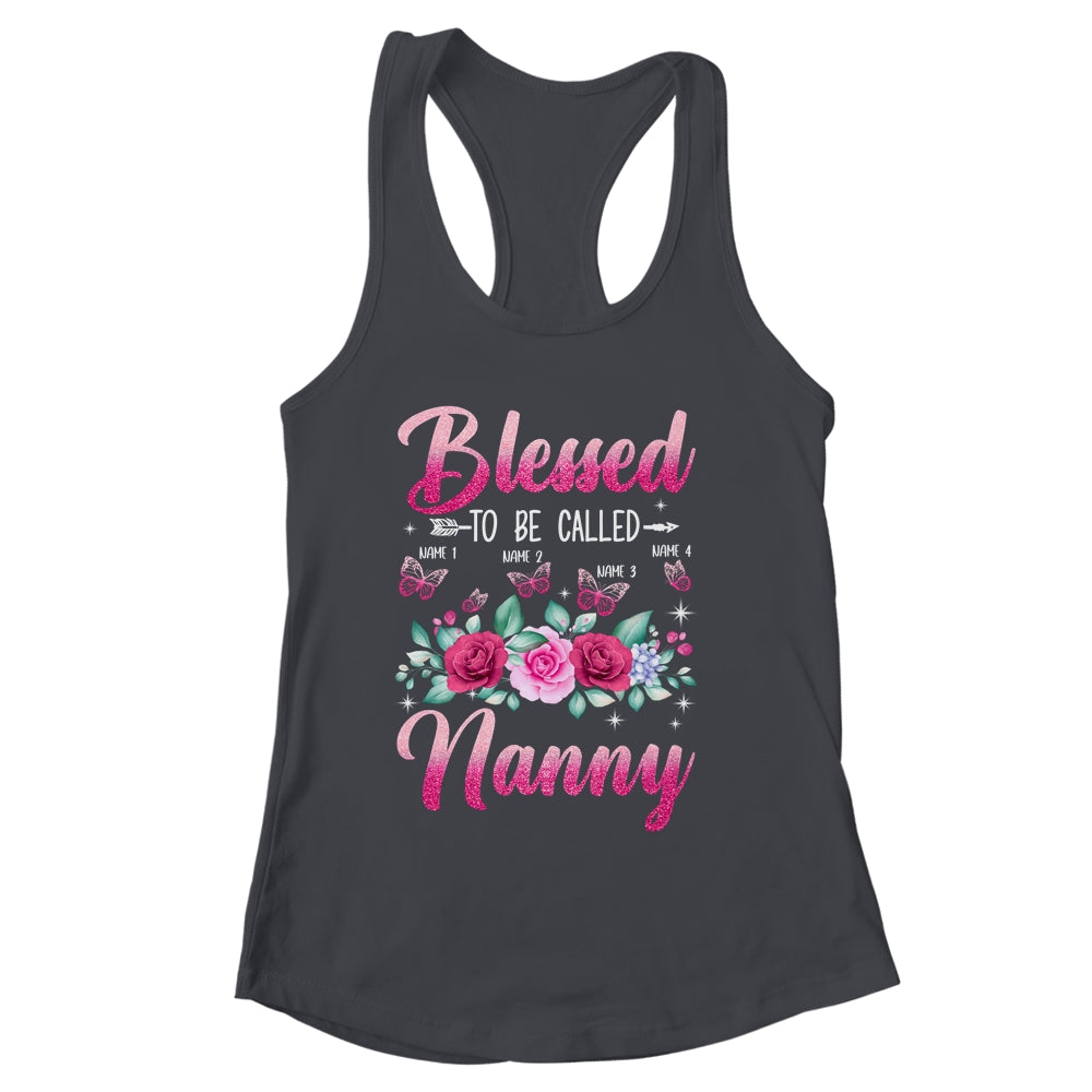 Personalized Blessed To Be Called Nanny Custom Kids Name Mothers Day Birthday Christmas Rose Butterfly Shirt & Tank Top | siriusteestore