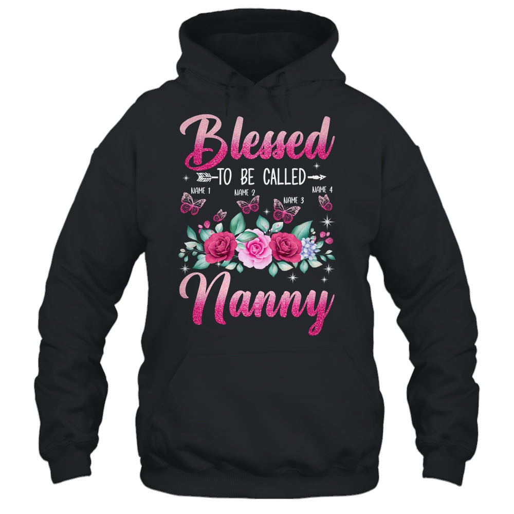 Personalized Blessed To Be Called Nanny Custom Kids Name Mothers Day Birthday Christmas Rose Butterfly Shirt & Tank Top | siriusteestore