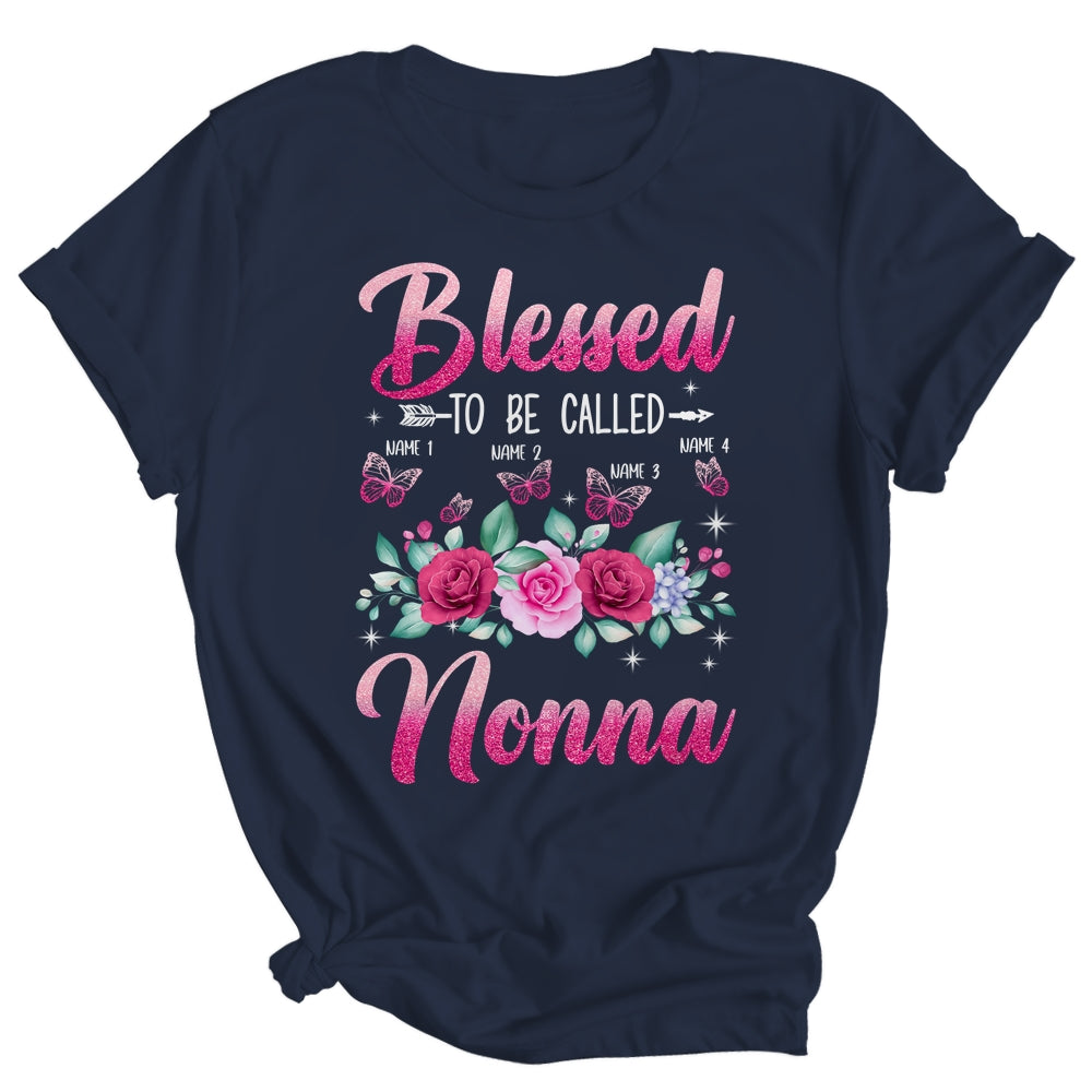 Personalized Blessed To Be Called Nonna Custom Grandkids Name Mothers Day Birthday Christmas Rose Butterfly Shirt & Tank Top | siriusteestore