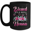 Personalized Blessed To Be Called Nonna Custom Grandkids Name Mothers Day Birthday Christmas Rose Butterfly Mug | siriusteestore