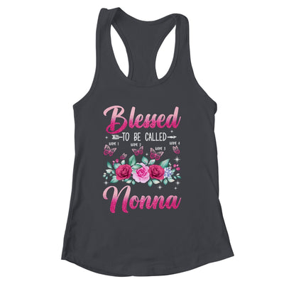 Personalized Blessed To Be Called Nonna Custom Grandkids Name Mothers Day Birthday Christmas Rose Butterfly Shirt & Tank Top | siriusteestore
