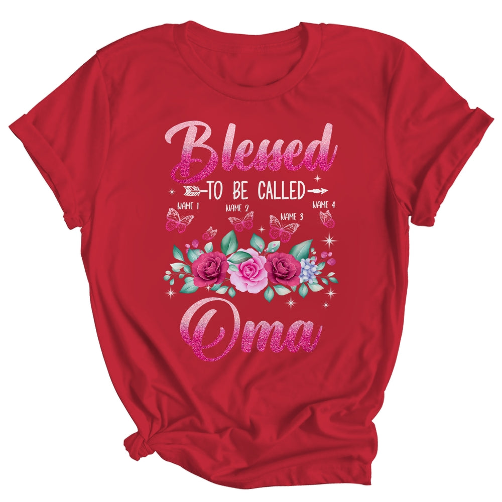 Personalized Blessed To Be Called Oma Custom Grandkids Name Mothers Day Birthday Christmas Rose Butterfly Shirt & Tank Top | siriusteestore