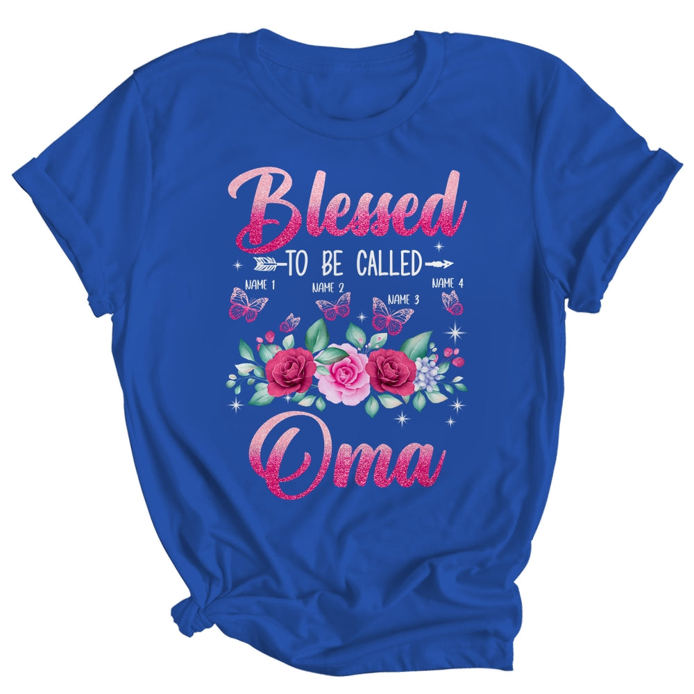 Personalized Blessed To Be Called Oma Custom Grandkids Name Mothers Day Birthday Christmas Rose Butterfly Shirt & Tank Top | siriusteestore