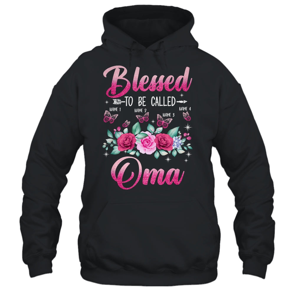 Personalized Blessed To Be Called Oma Custom Grandkids Name Mothers Day Birthday Christmas Rose Butterfly Shirt & Tank Top | siriusteestore