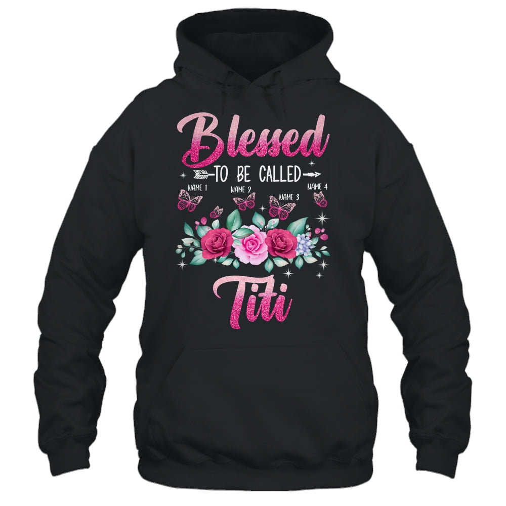 Personalized Blessed To Be Called Titi Custom Kids Name Mothers Day Birthday Christmas Rose Butterfly Shirt & Tank Top | siriusteestore