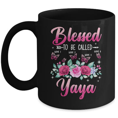 Personalized Blessed To Be Called Yaya Custom Kids Name Mothers Day Birthday Christmas Rose Butterfly Mug | siriusteestore