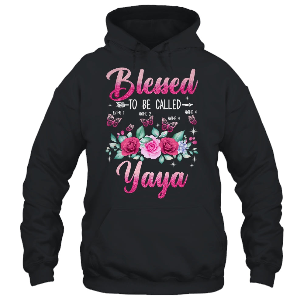 Personalized Blessed To Be Called Yaya Custom Kids Name Mothers Day Birthday Christmas Rose Butterfly Shirt & Tank Top | siriusteestore