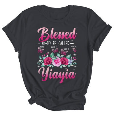 Personalized Blessed To Be Called Yiayia Custom Grandkids Name Mothers Day Birthday Christmas Rose Butterfly Shirt & Tank Top | siriusteestore