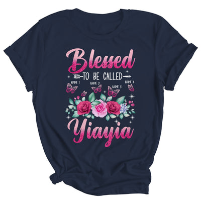 Personalized Blessed To Be Called Yiayia Custom Grandkids Name Mothers Day Birthday Christmas Rose Butterfly Shirt & Tank Top | siriusteestore
