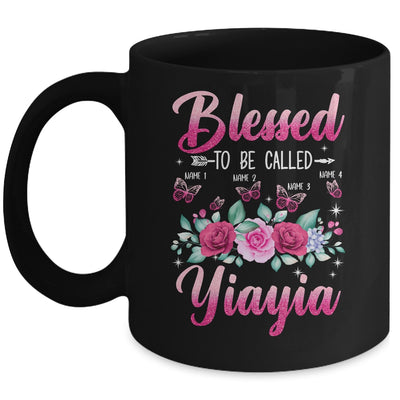 Personalized Blessed To Be Called Yiayia Custom Grandkids Name Mothers Day Birthday Christmas Rose Butterfly Mug | siriusteestore