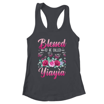 Personalized Blessed To Be Called Yiayia Custom Grandkids Name Mothers Day Birthday Christmas Rose Butterfly Shirt & Tank Top | siriusteestore