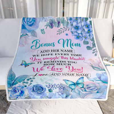Personalized Bonus Mom Blanket From Stepdaughter Floral Print We Love You Stepmother Mothers Day Birthday Gifts Christmas Customized Fleece Blanket | siriusteestore