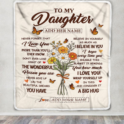 Personalized Christmas Daughter Gifts From Mom Dad Inspirational Love Flowers To My Daughter Blanket Birthday Idea Graduation Custom Fleece Throw Blanket | siriusteestore