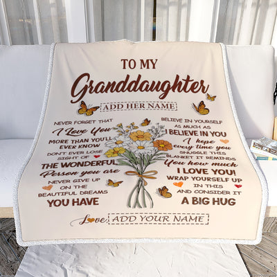 Personalized Christmas Granddaughter Gifts From Grandma Inspirational Love Flowers To My Granddaughter Blanket Birthday Idea Graduation Custom Fleece Blanket | siriusteestore