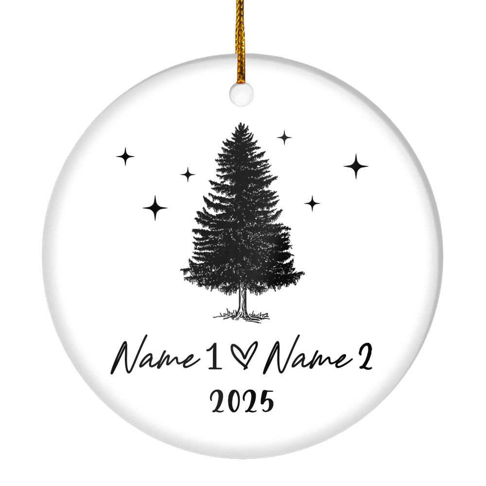 Personalized Couple Names Our First Christmas Together 2025 1st Christmas Tree Holiday Party Customized Christmas Tree Ornament | siriusteestore