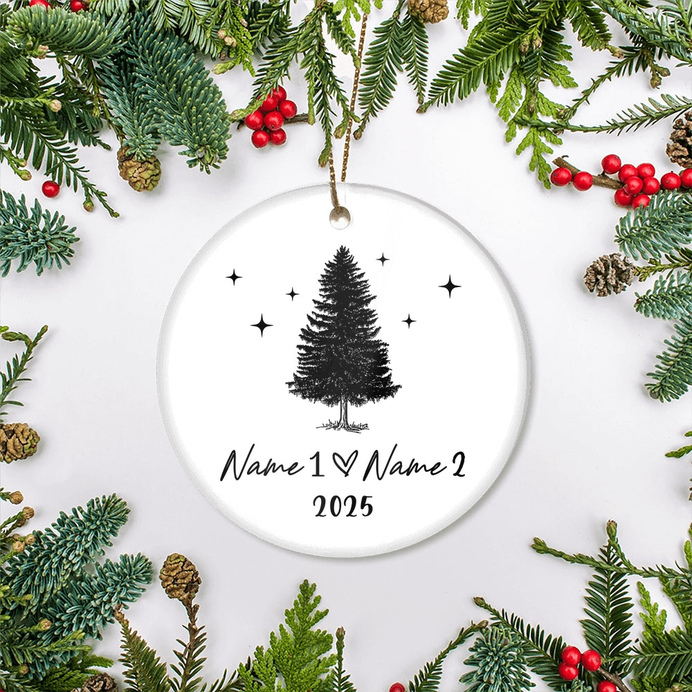 Personalized Couple Names Our First Christmas Together 2025 1st Christmas Tree Holiday Party Customized Christmas Tree Ornament | siriusteestore