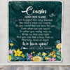 Personalized Cousin Blanket From Family Floral Green We Love You Cousin Birthday Gifts Graduation Christmas Customized Bed Fleece Throw Blanket | siriusteestore