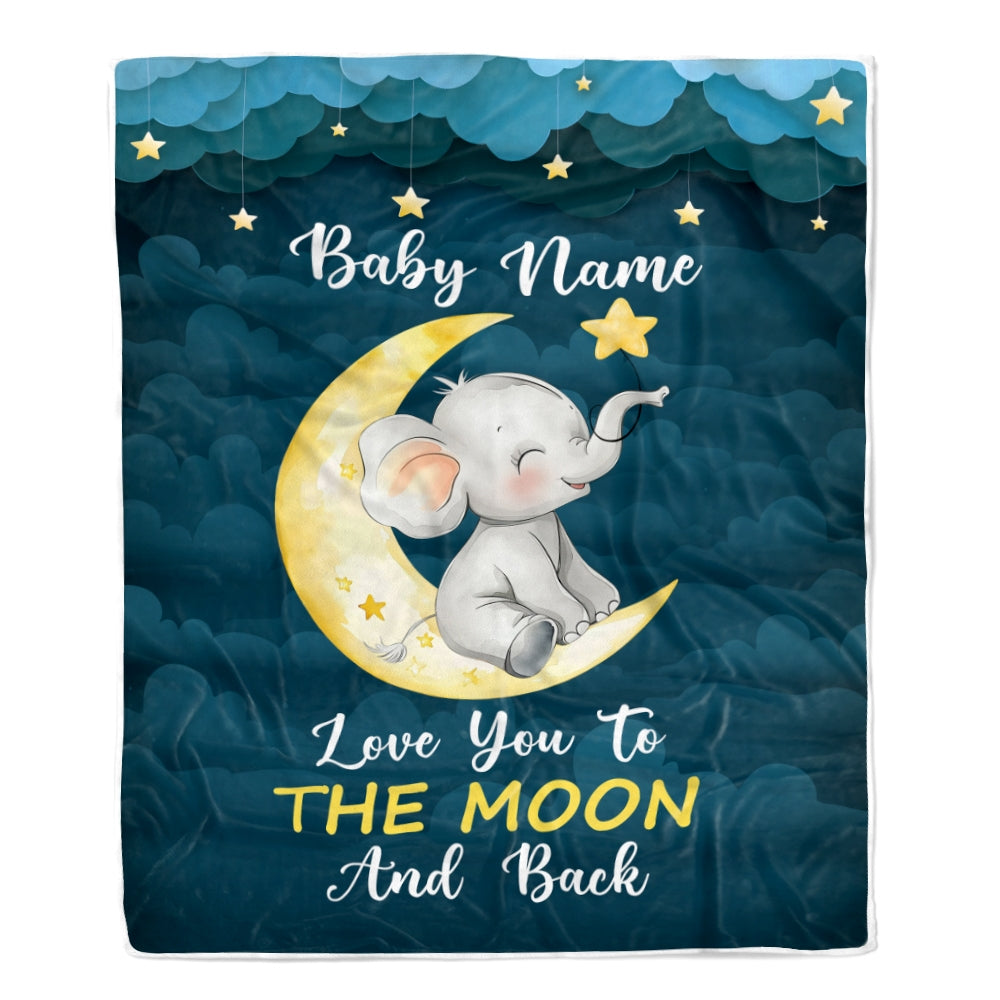 Personalized Custom Baby Blanket With Name For Boy Girl Elephant Love You Newborn Nursery Daughter Son Niece Nephew Birthday Christmas Bed Fleece Blanket | siriusteestore
