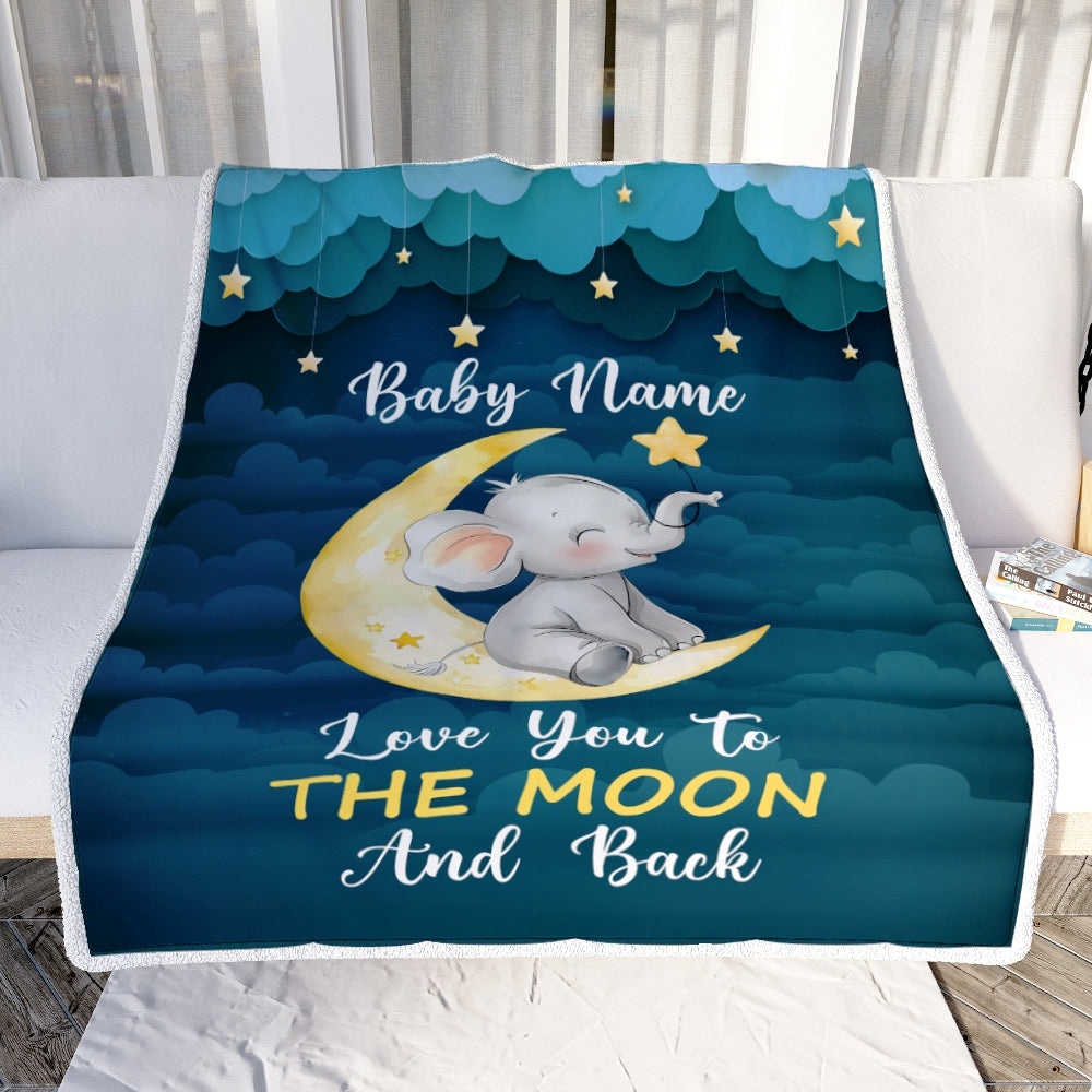 Personalized Custom Baby Blanket With Name For Boy Girl Elephant Love You Newborn Nursery Daughter Son Niece Nephew Birthday Christmas Bed Fleece Blanket | siriusteestore