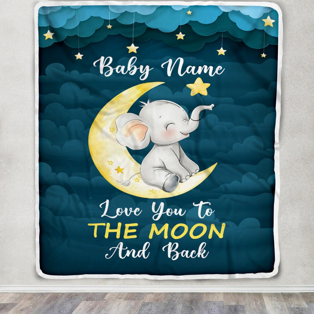 Personalized Custom Baby Blanket With Name For Boy Girl Elephant Love You Newborn Nursery Daughter Son Niece Nephew Birthday Christmas Bed Fleece Blanket | siriusteestore