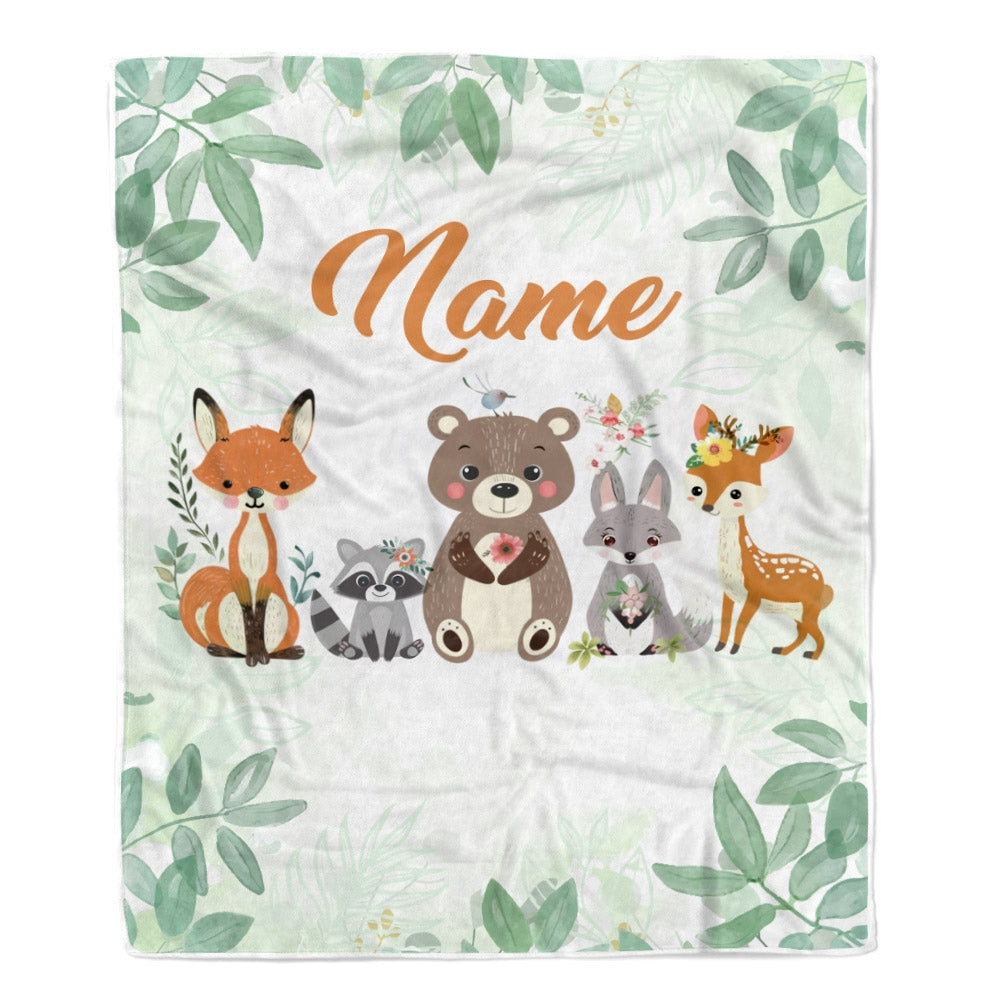 Personalized Custom Baby Blanket With Name For Boys Girls Woodland Baby Girl Kid Daughter Son Grandson Niece Birthday Customized Christmas Fleece Blanket | siriusteestore