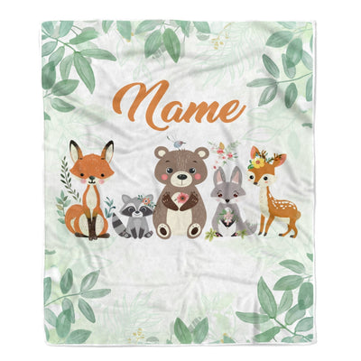 Personalized Custom Baby Blanket With Name For Boys Girls Woodland Baby Girl Kid Daughter Son Grandson Niece Birthday Customized Christmas Fleece Blanket | siriusteestore