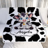 Personalized Custom Name Blanket For Boy Girl Cow Design Kids Nursery Newborn Daughter Granddaughter Niece Birthday Customized Christmas Fleece Throw Blanket | siriusteestore