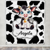 Personalized Custom Name Blanket For Boy Girl Cow Design Kids Nursery Newborn Daughter Granddaughter Niece Birthday Customized Christmas Fleece Throw Blanket | siriusteestore