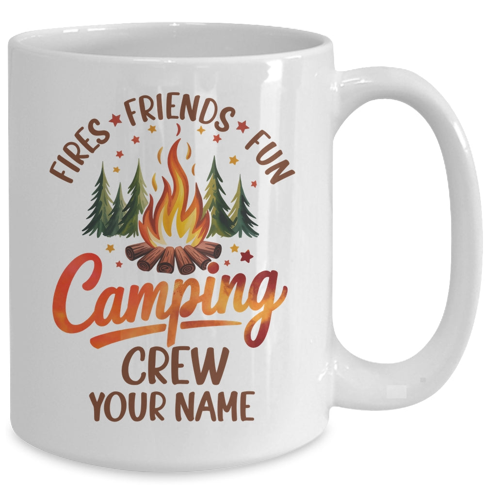 Personalized Custom Name Fires Friends Fun Camping Crew Summer Camp Campfire Vacation Mug | siriusteestore