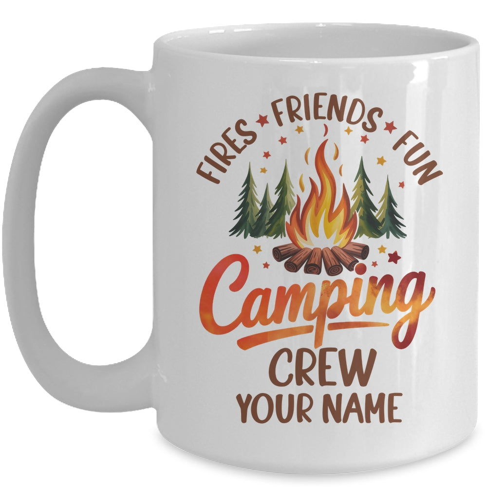 Personalized Custom Name Fires Friends Fun Camping Crew Summer Camp Campfire Vacation Mug | siriusteestore