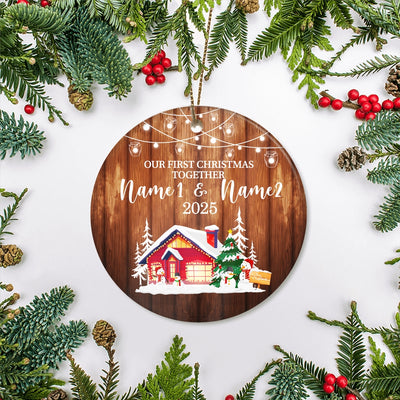 Personalized Custom Name Our First Christmas 2025 Ornament Christmas Snowman New Home for Couples Husband Wife Holiday Customized Christmas Tree Ornament | siriusteestore