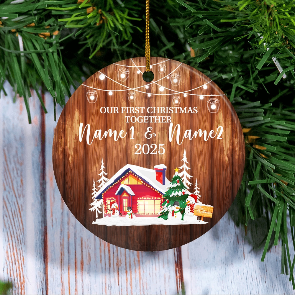 Personalized Custom Name Our First Christmas 2025 Ornament Christmas Snowman New Home for Couples Husband Wife Holiday Customized Christmas Tree Ornament | siriusteestore