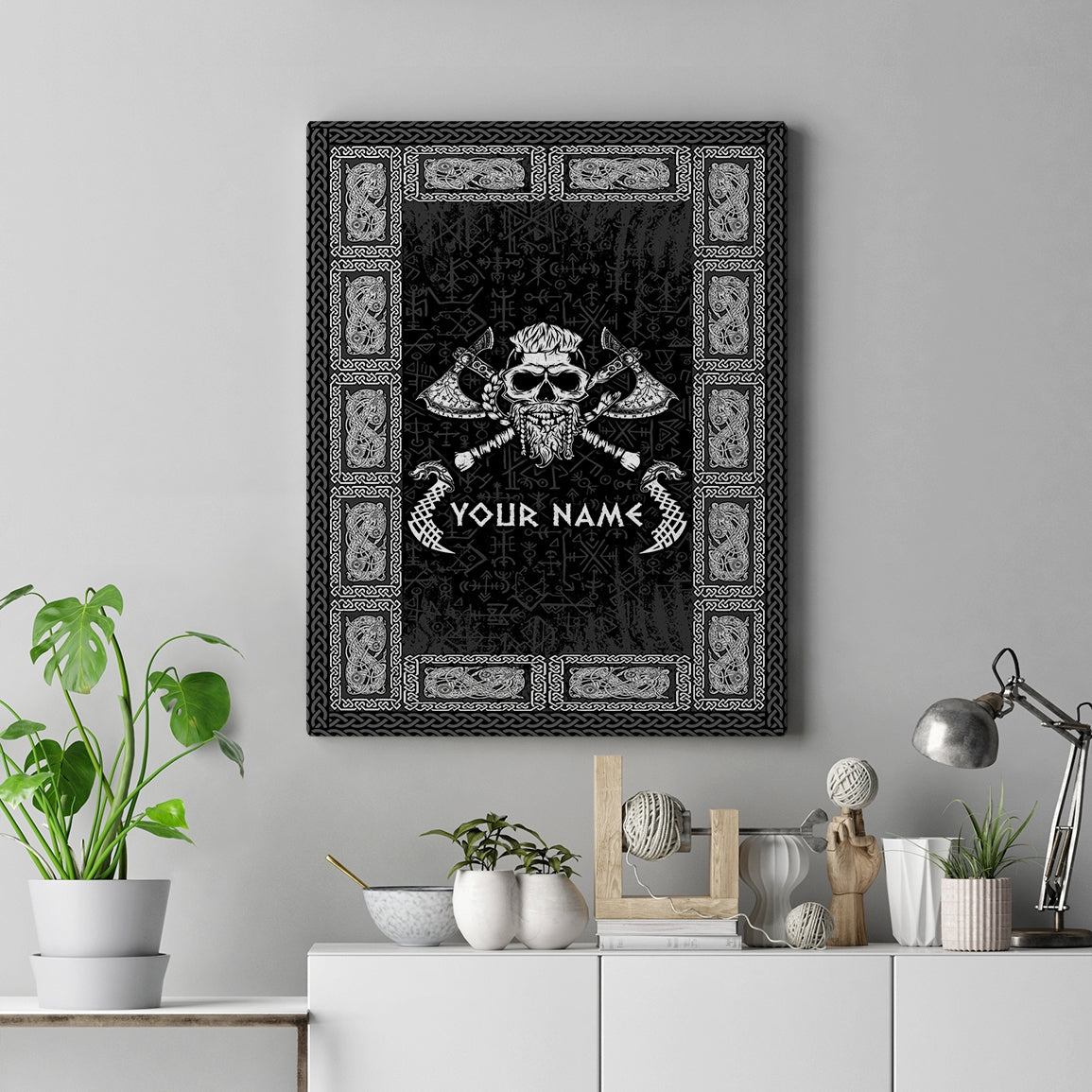 Personalized Custom Name Viking Canvas Odin God Celtic Scandinavian Norse Runes For Men Women Mom Dad Lovers Birthday Christmas Custom Wall Art Print Framed Canvas | siriusteestore