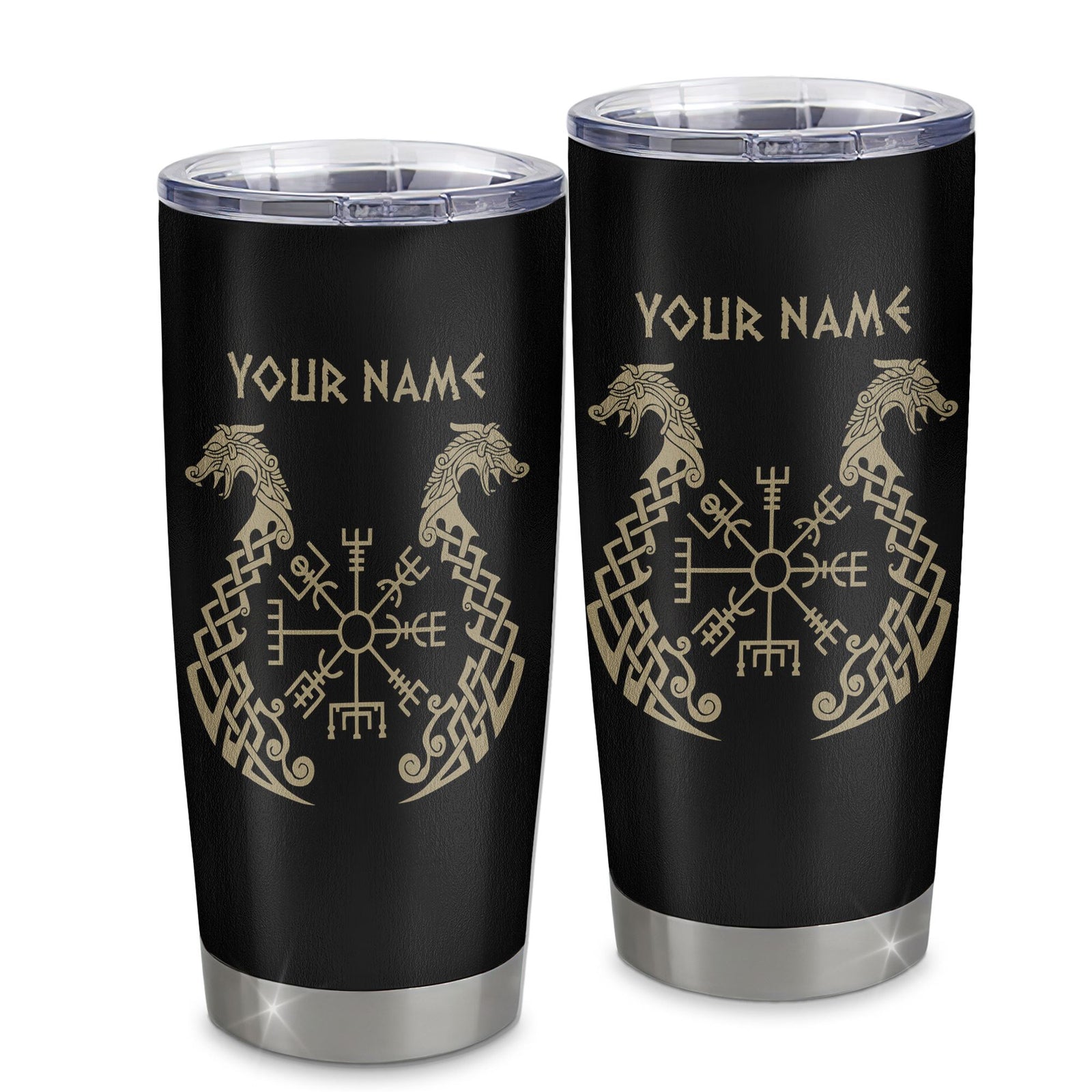 Personalized Custom Name Viking Tumbler Stainless Steel Cup Nordic Scandinavian Norse Runes For Men Women Mom Dad Lovers Birthday Christmas Custom Travel Mug | siriusteestore
