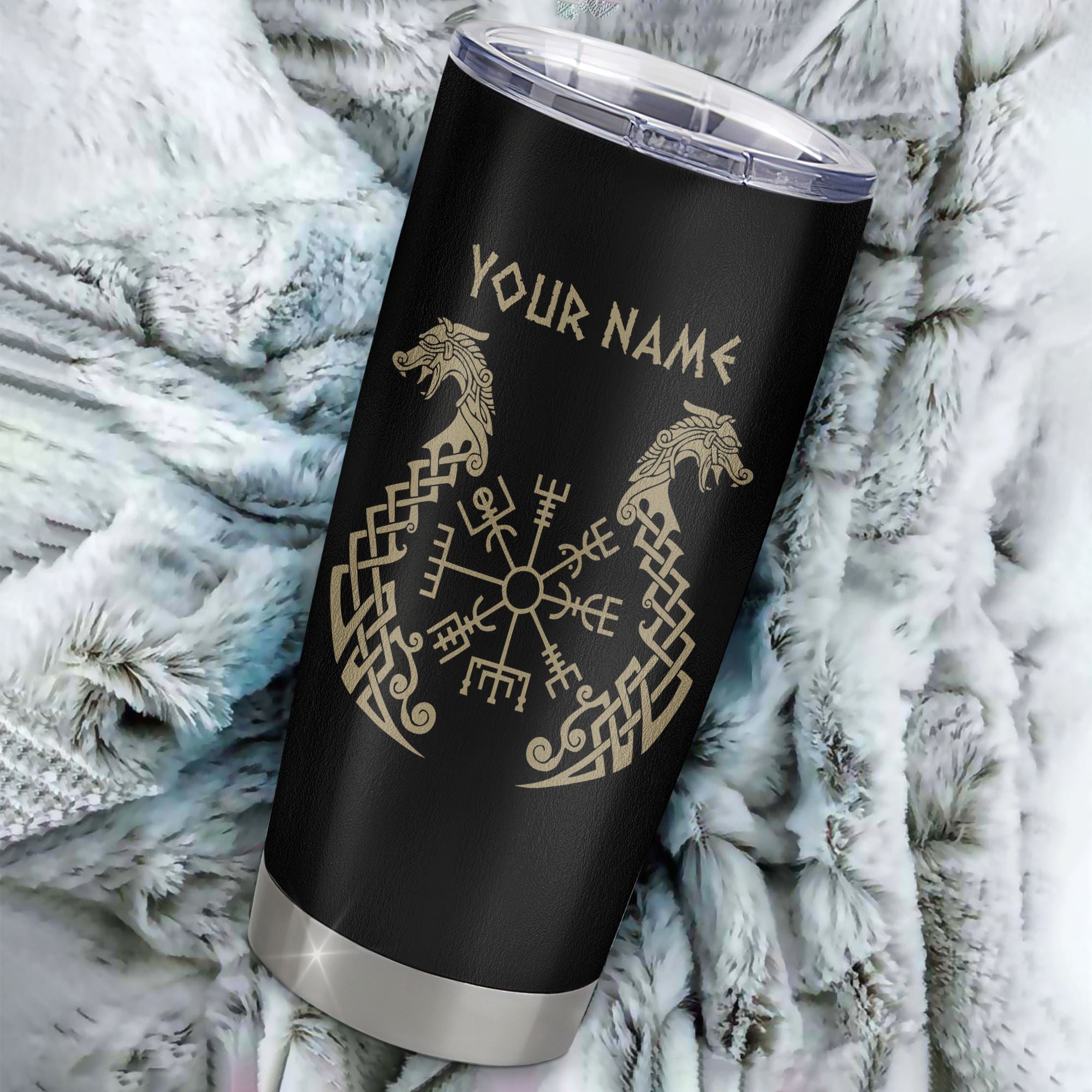 Personalized Custom Name Viking Tumbler Stainless Steel Cup Nordic Scandinavian Norse Runes For Men Women Mom Dad Lovers Birthday Christmas Custom Travel Mug | siriusteestore