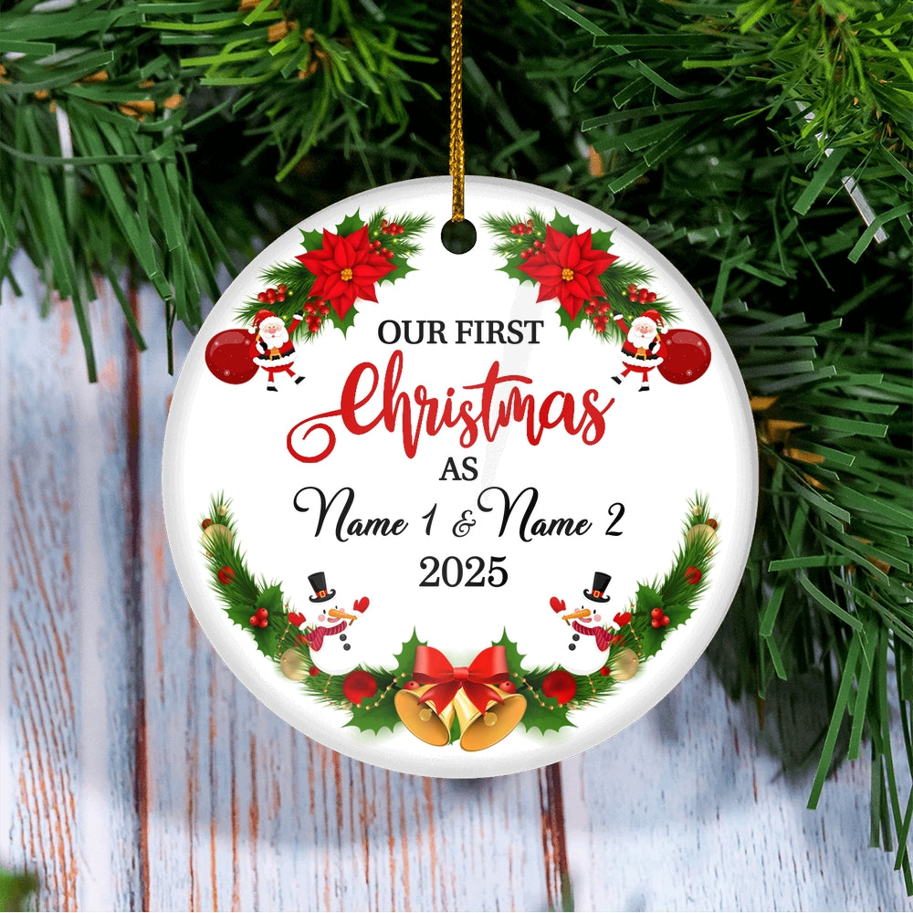 Personalized Custom Our First Christmas Merry Christmas Gift For New Home Customized Christmas Tree Ornament | siriusteestore