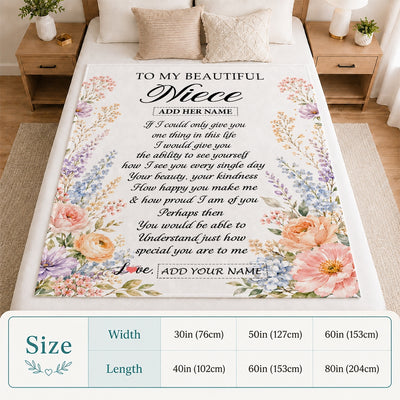 Personalized Custom To My Niece Gifts From Aunt Uncle Floral Throw Blanket Sentimental Birthday Gift For Niece Inspirational Quote Christmas Fleece Blanket | siriusteestore