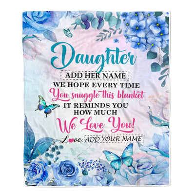 Personalized Daughter Blanket From Mom Dad Father Floral Print We Love You Daughter Birthday Gifts Graduation Christmas Customized Bed Fleece Blanket | siriusteestore