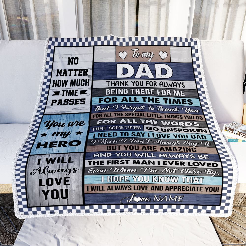 Personalized Dear Dad Blanket From Daughter Son Wood Dad Who Wants