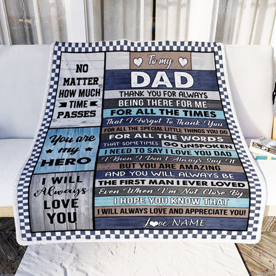 Personalized Dear Dad Blanket From Daughter Son Wood Dad Who Wants Nothing Dad Birthday Fathers Day Thanksgiving Christmas Customized Gift Fleece Blanket | siriusteestore