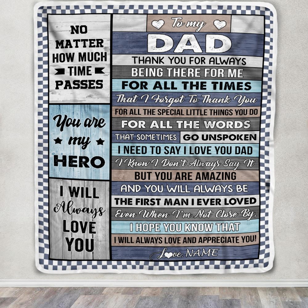 Personalized Dear Dad Blanket From Daughter Son Wood Dad Who Wants Nothing Dad Birthday Fathers Day Thanksgiving Christmas Customized Gift Fleece Blanket | siriusteestore