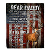 Personalized Dear Daddy Blanket from Daughter Little Girl USA Flag Thank You I Love You Dad Deer Father's Day Birthday Christmas Customized Fleece Blanket | siriusteestore