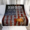 Personalized Dear Daddy Blanket from Daughter Little Girl USA Flag Thank You I Love You Dad Deer Father's Day Birthday Christmas Customized Fleece Blanket | siriusteestore
